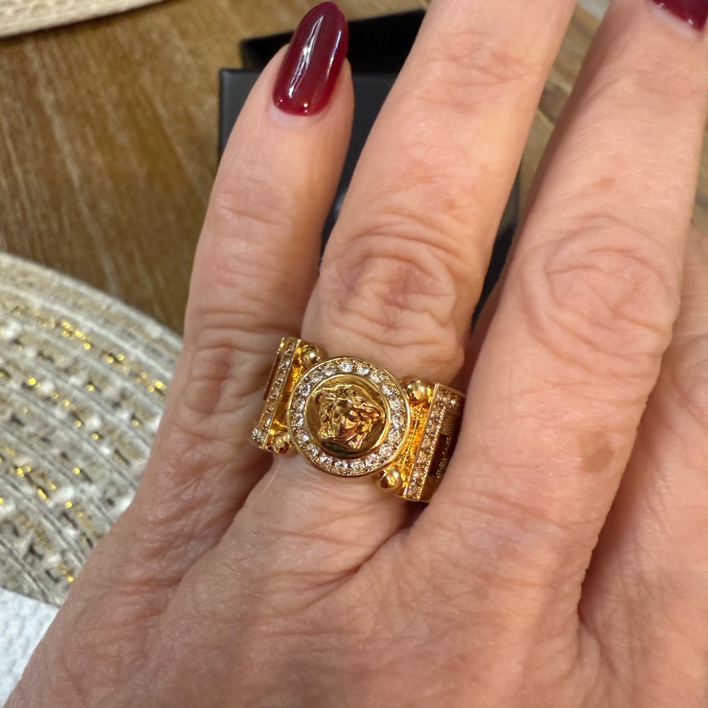 Versace Gold and crystals Medusa Ring